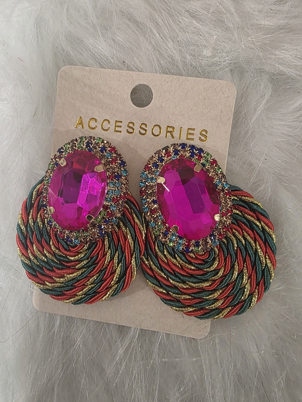 Accessorize Fuchsia Gem Multicolor Rope Drop Earrings